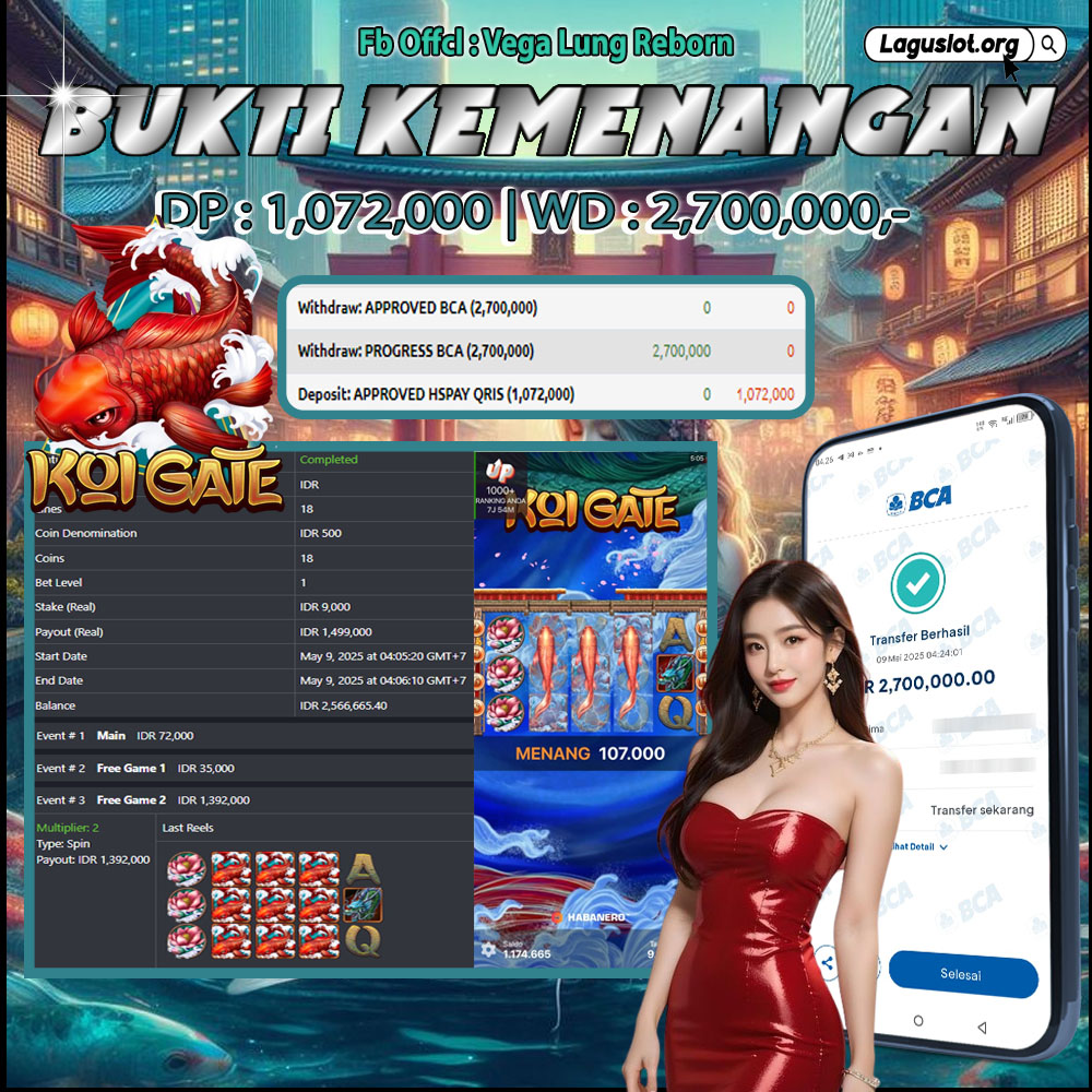 LAGUSLOT Bukti Kemenangan Habanero Koi Gate
